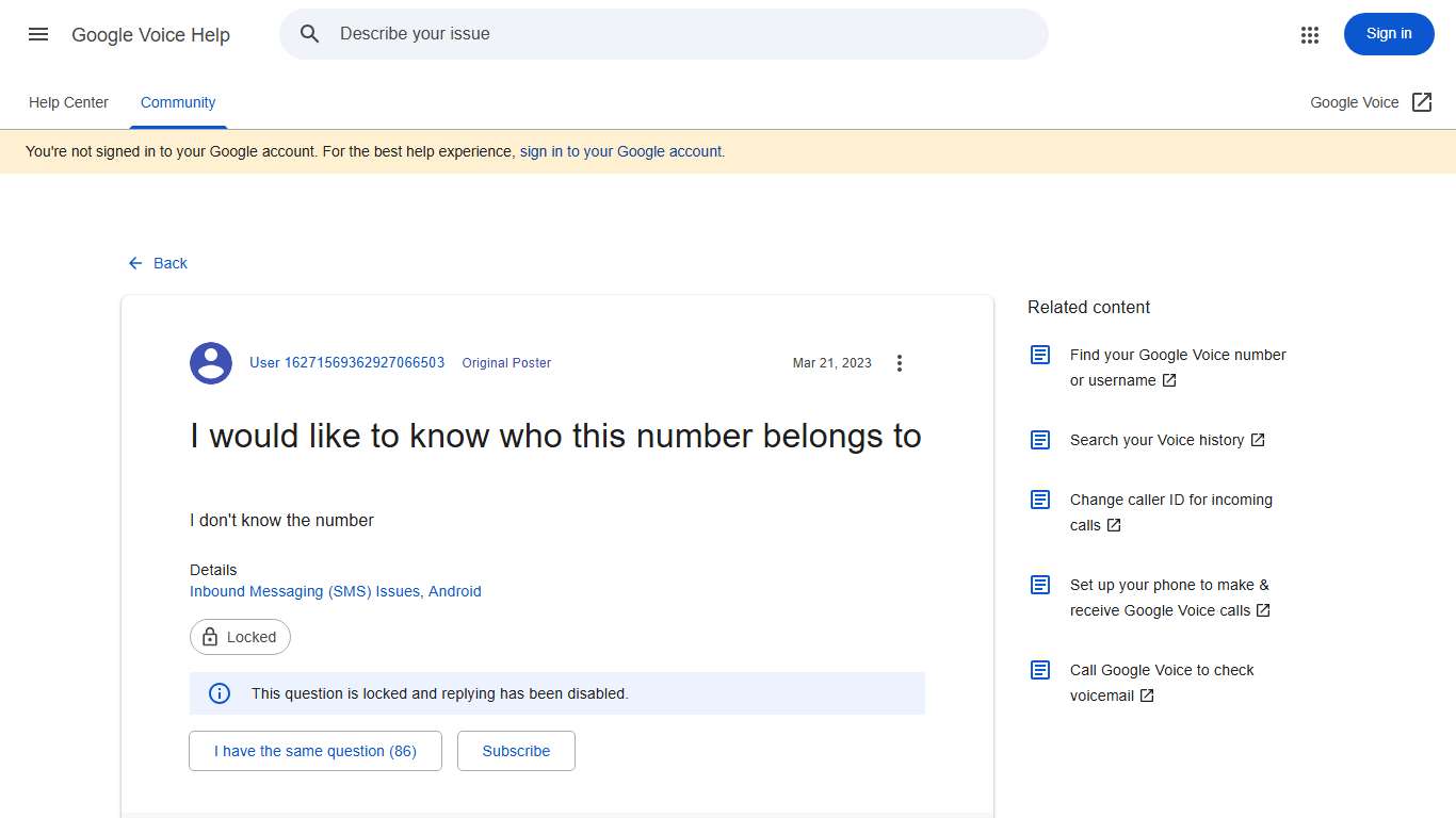 I would like to know who this number belongs to - Google Voice Community